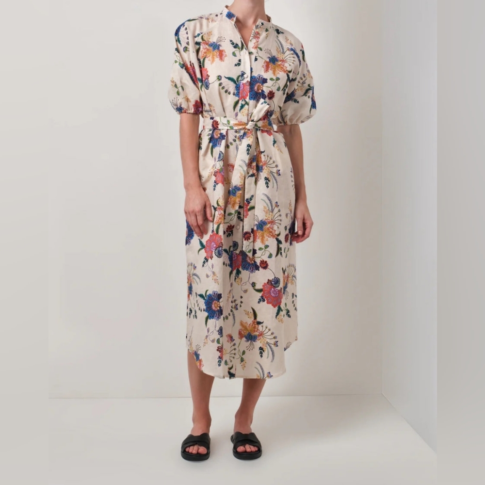 *NWT* Wildflower Front Button Midi Dress In Ivory